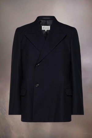 Black Maison Margiela Barathea Wool Suit Jacket | SG_MM58347