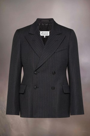 Black Maison Margiela Barathea Wool Suit Jacket | SG_MM62346