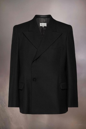 Black Maison Margiela Barathea Wool Suit Jacket | SG_MM69287