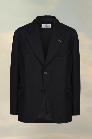 Black Maison Margiela Herringbone Wool Jacket | SG_MM96564