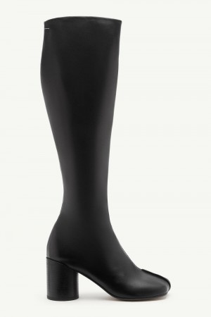 Black Maison Margiela Stitch-out Leather Boots | SG_MM48535