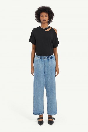 Blue Maison Margiela Cropped Blue Denim Trousers | SG_MM82642